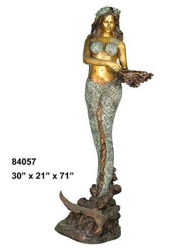 Bronze Mermaid with Shell - Click Image to Close